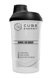 Cube Energy Shaker, 600ml Fassungsvermögen, Rückseite mit Spruch "Born 2 be great"